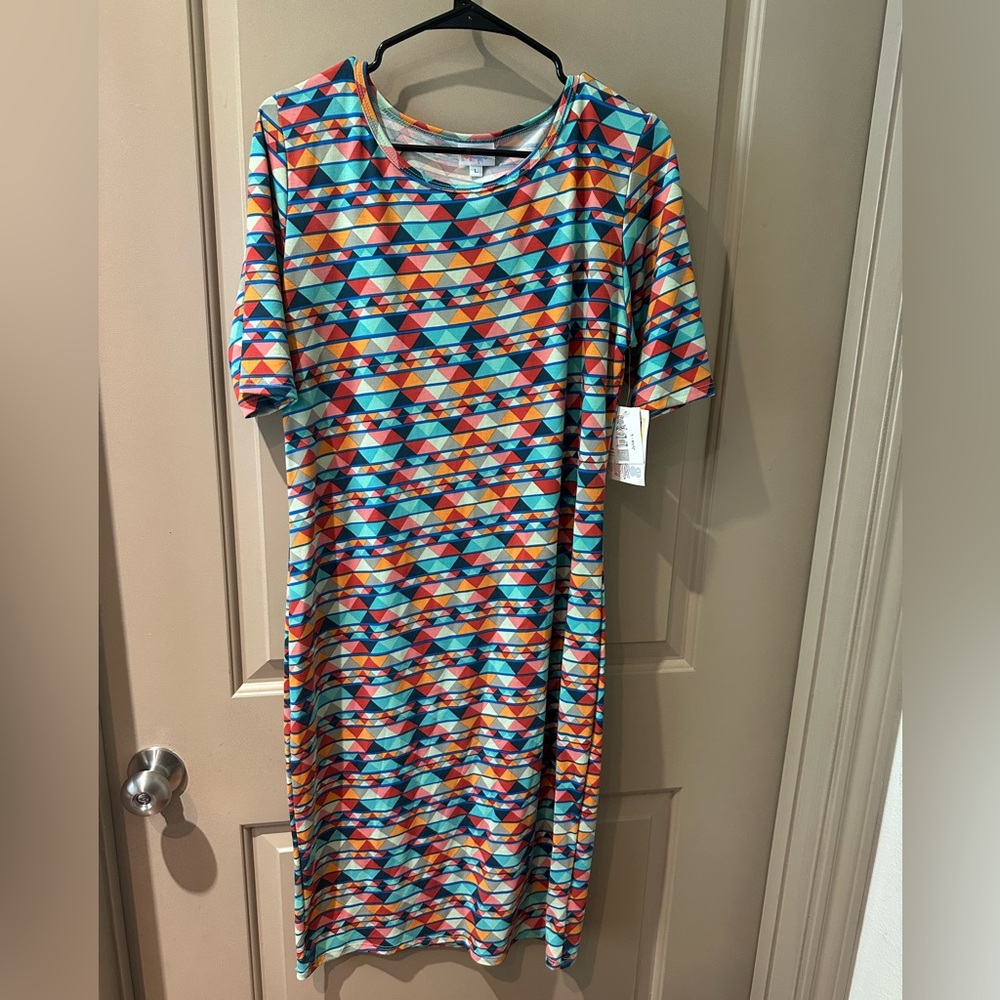LuLaRoe Colorful Geometric Midi Dress